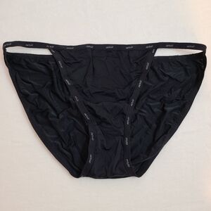 Aerie Smoothez Silky Nylon String Bikini Panty Size XL Black Logo